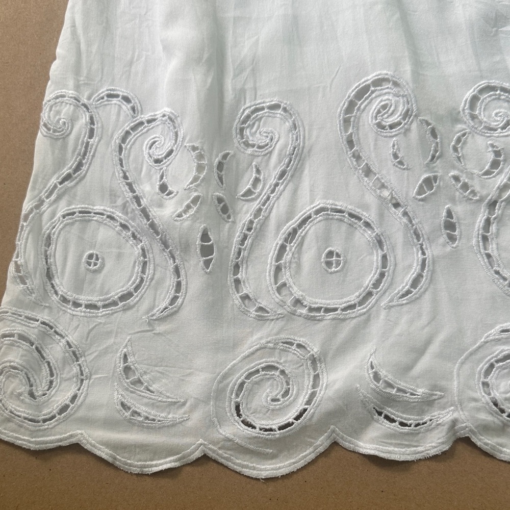 White Embroidered Sleeveless Summer Dress - Picture 2 of 3